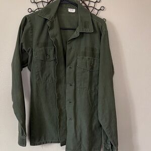 Vintage Olive Green military Shirt Jacket
